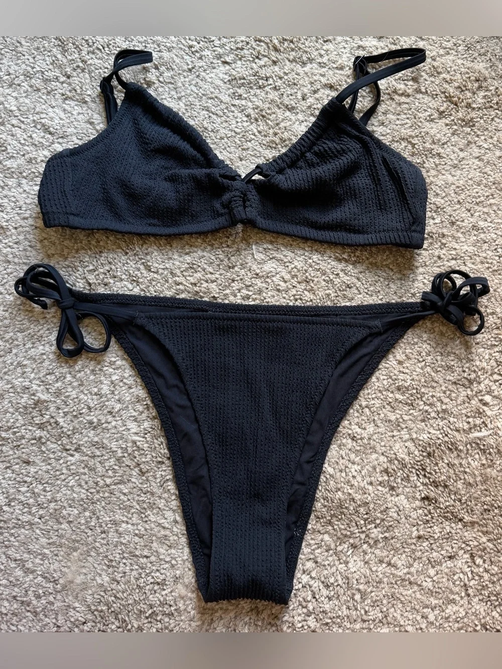 Aerie crinkle lace up scoop bikini